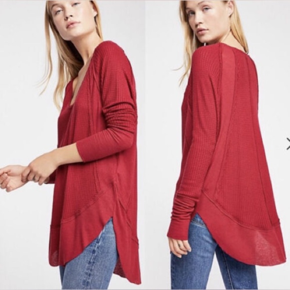 Free People We the Free Catalina Red Long Sleeve Thermal Top